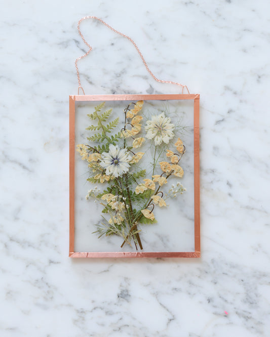 Lily of the Valley Bouquet - Medium Glass and Copper Wall Hanging