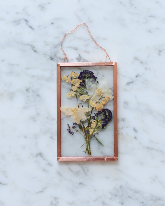 Lily of the Valley Bouquet - Small Glass and Copper Wall Hanging