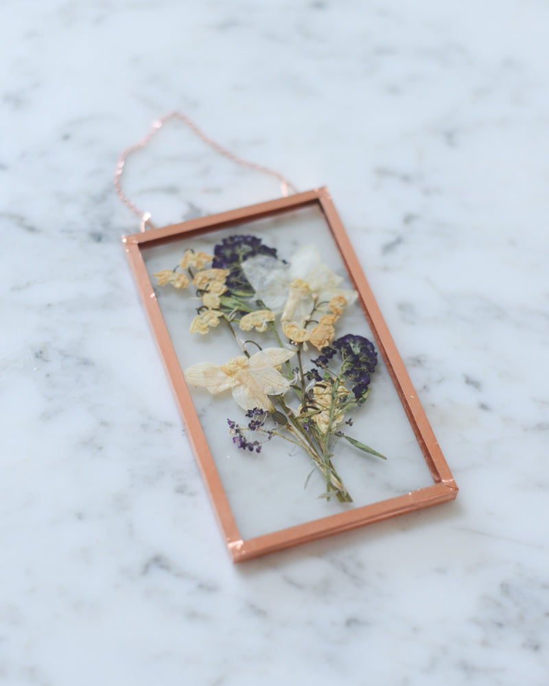 Lily of the Valley Bouquet - Small Glass and Copper Wall Hanging