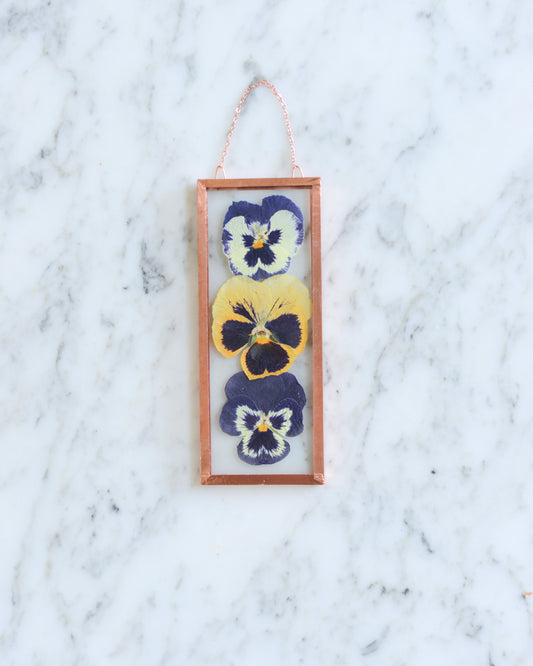 Pansies - Small Glass and Copper Wall Hanging