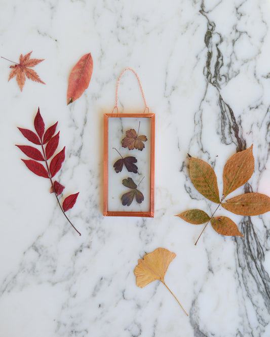 Columbine Leaves - Small Glass and Copper Wall Hanging