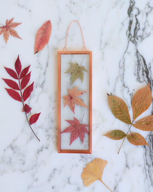 Japanese Maple Leaves - Small Glass and Copper Wall Hanging