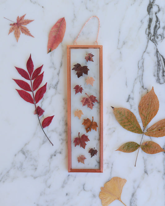 Tiny Maple Leaves - Small Glass and Copper Wall Hanging