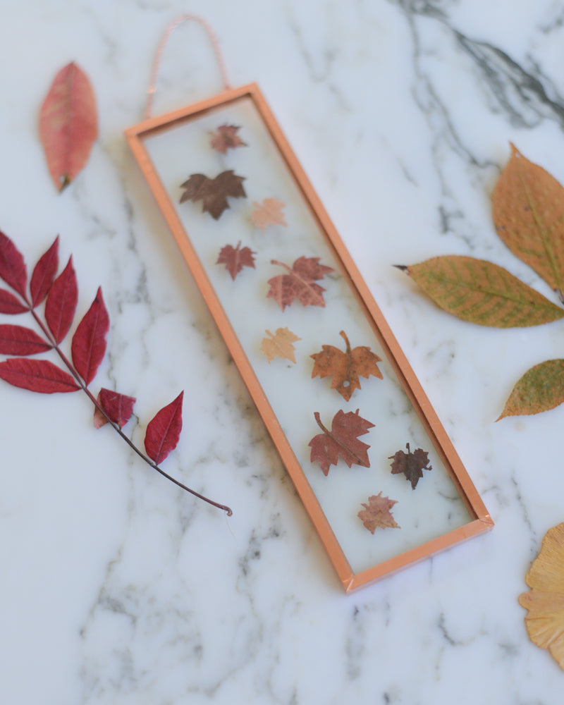 Tiny Maple Leaves - Small Glass and Copper Wall Hanging