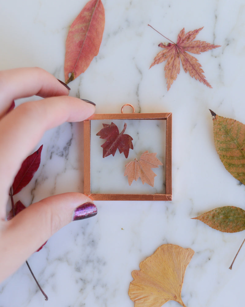 Mini Maple - Tiny Glass and Copper Wall Hanging