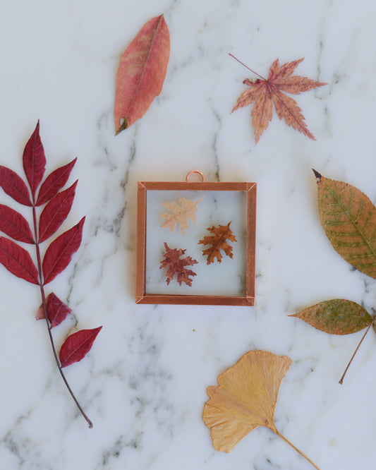 Mini Oak - Tiny Glass and Copper Wall Hanging
