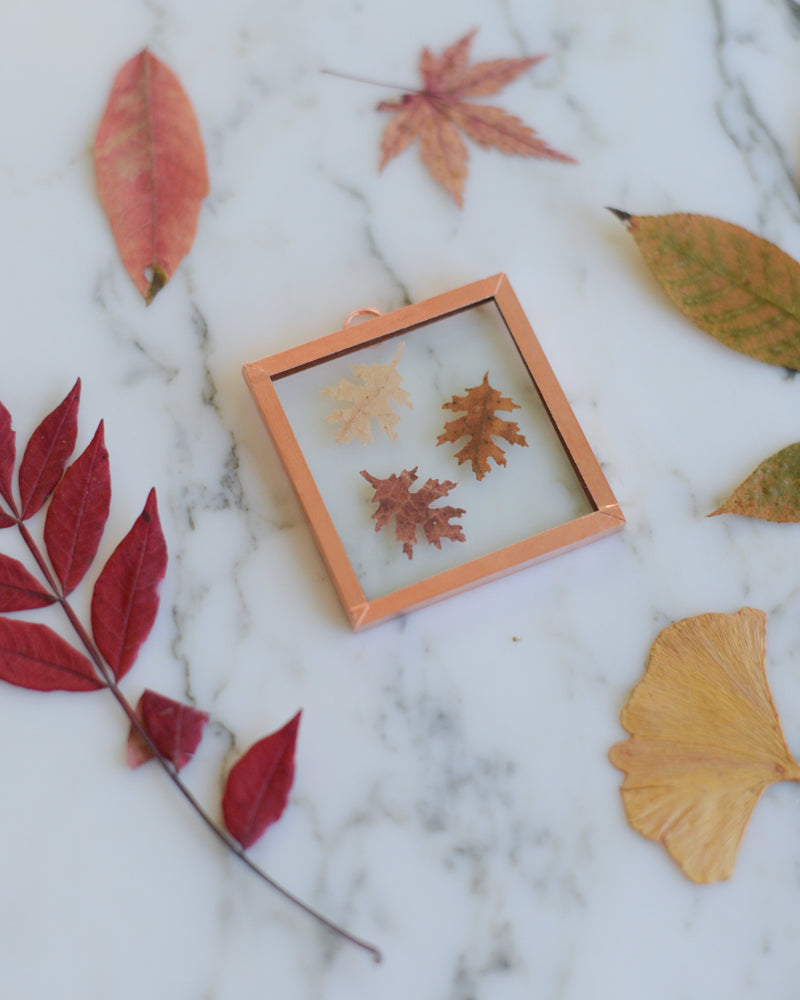 Mini Oak - Tiny Glass and Copper Wall Hanging