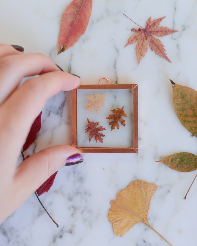 Mini Oak - Tiny Glass and Copper Wall Hanging