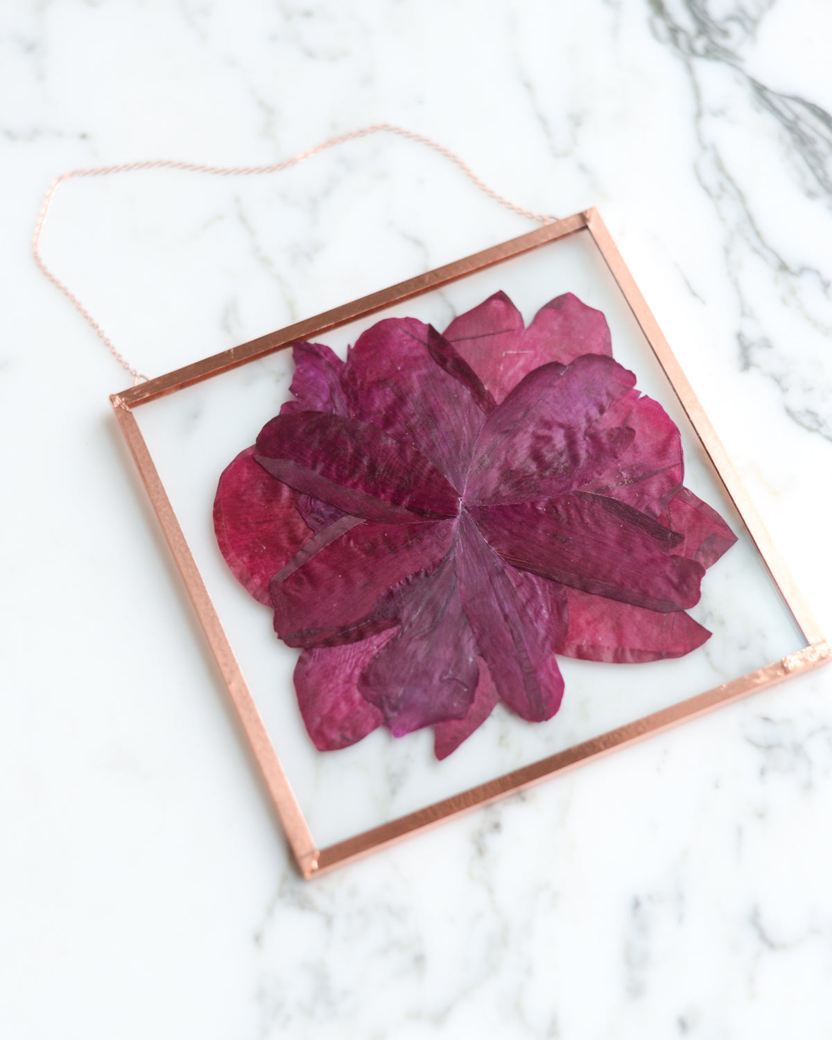 Fuchsia Peony - Glass and Copper Wall Hanging