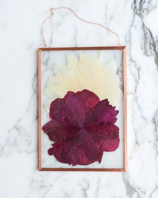 Peony Duo - Glass and Copper Wall Hanging