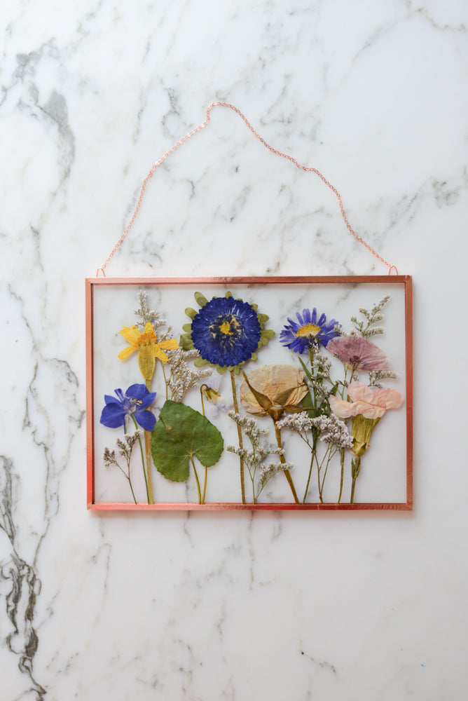 Family Garden - Real Pressed Flowers in Glass and Copper