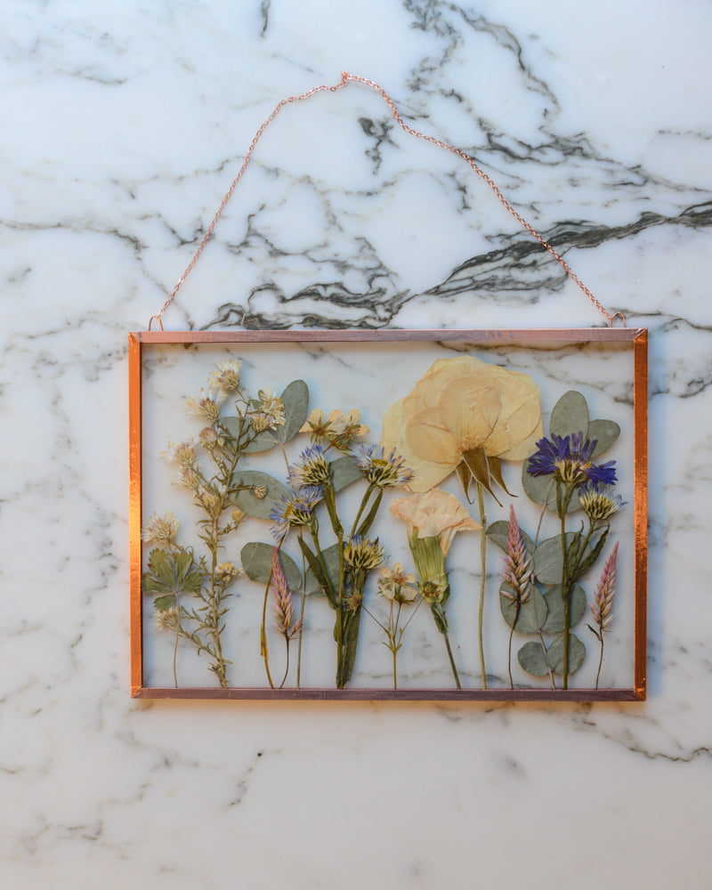 Family Garden - Real Pressed Flowers in Glass and Copper