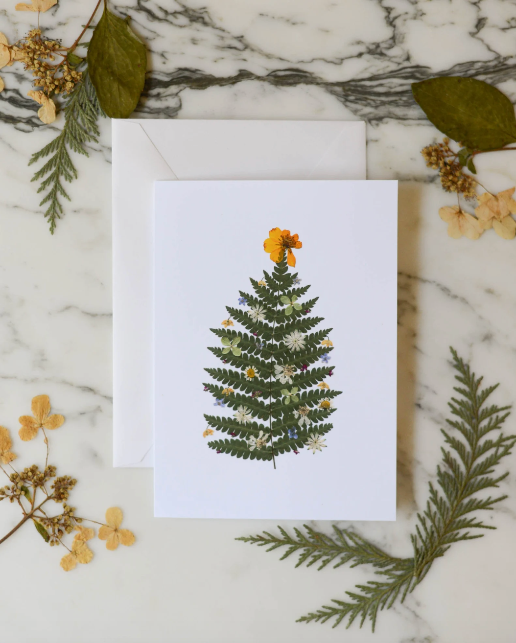 Festive Florals, Individual Blank Holiday Greeting Card