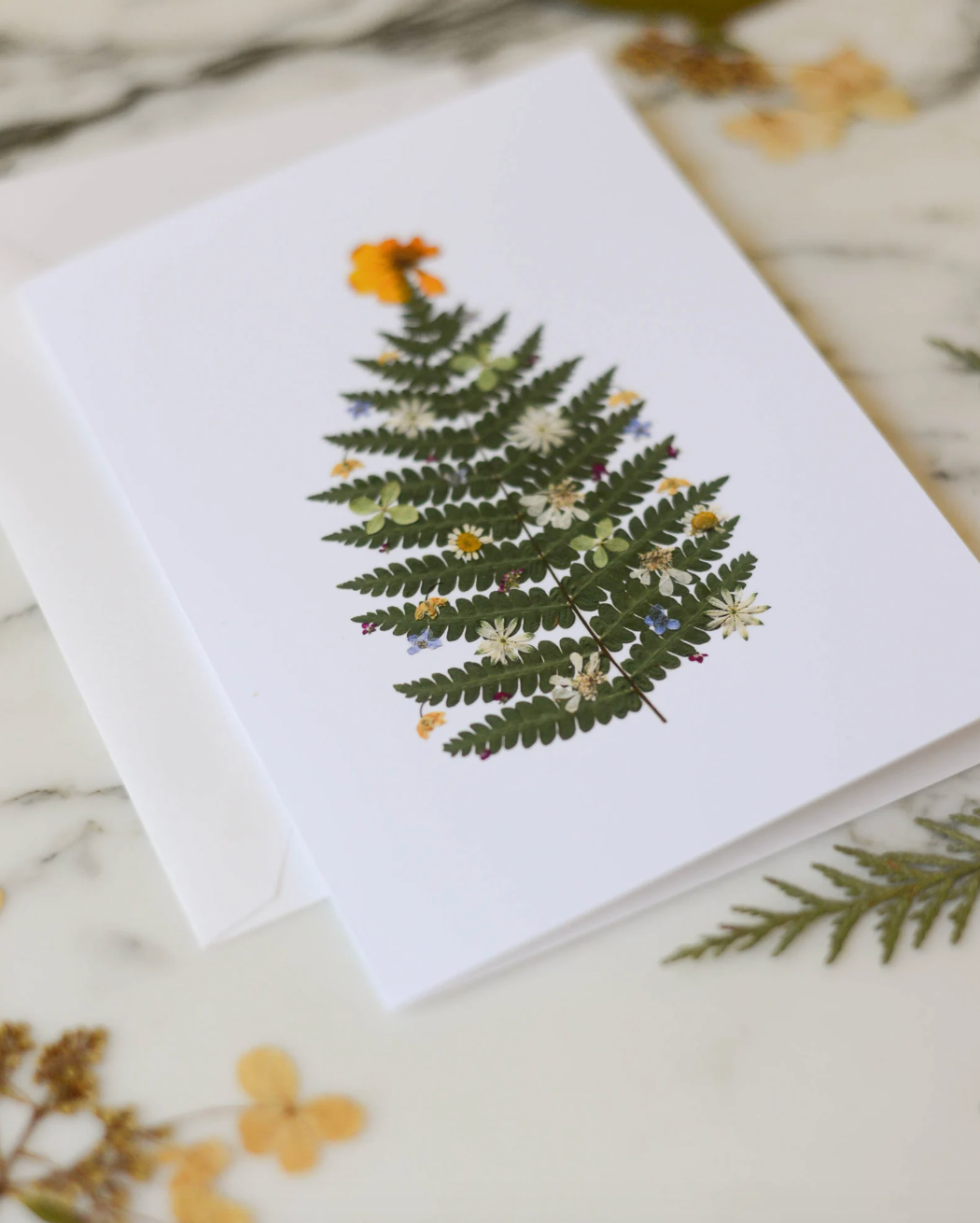 Festive Florals, Individual Blank Holiday Greeting Card