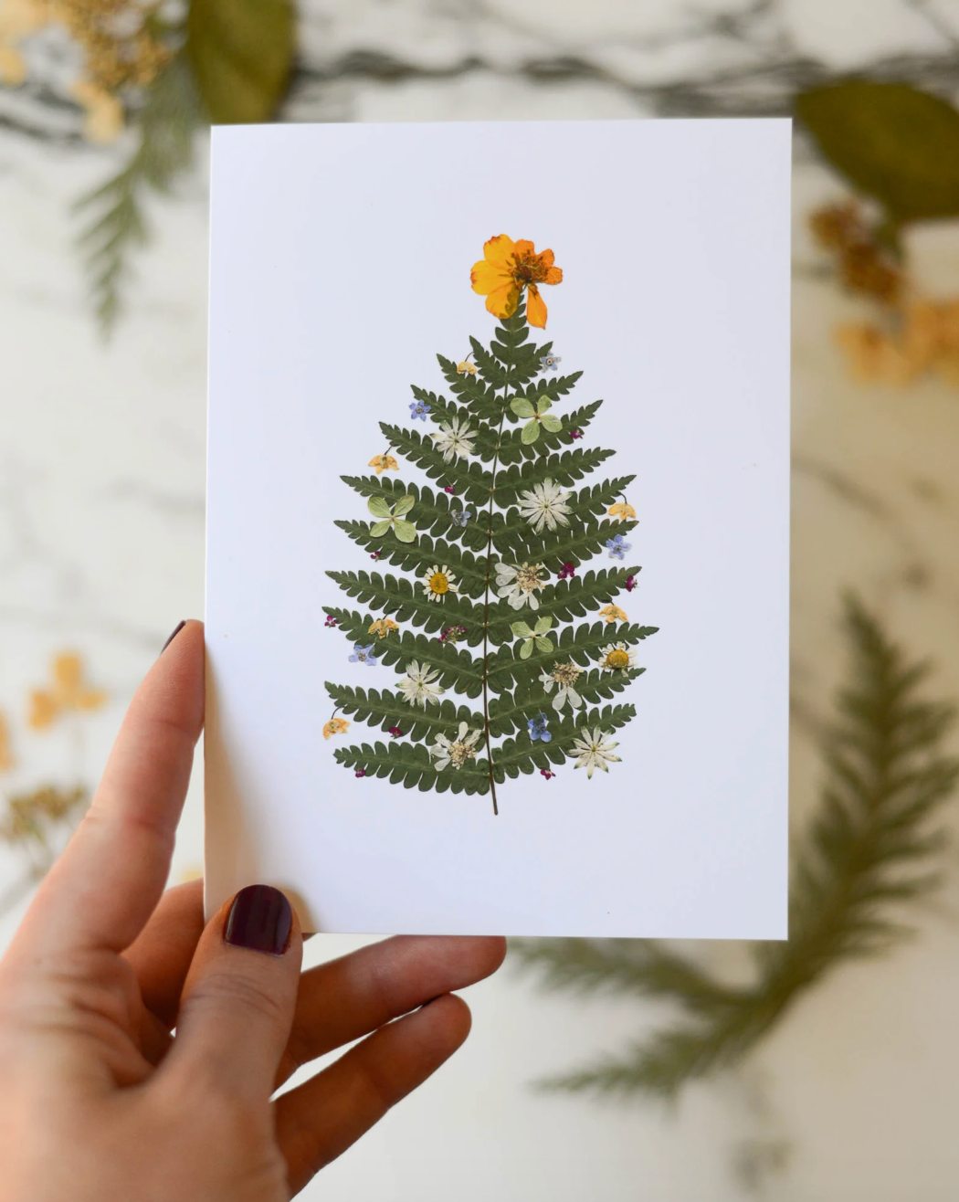 Festive Florals, Individual Blank Holiday Greeting Card