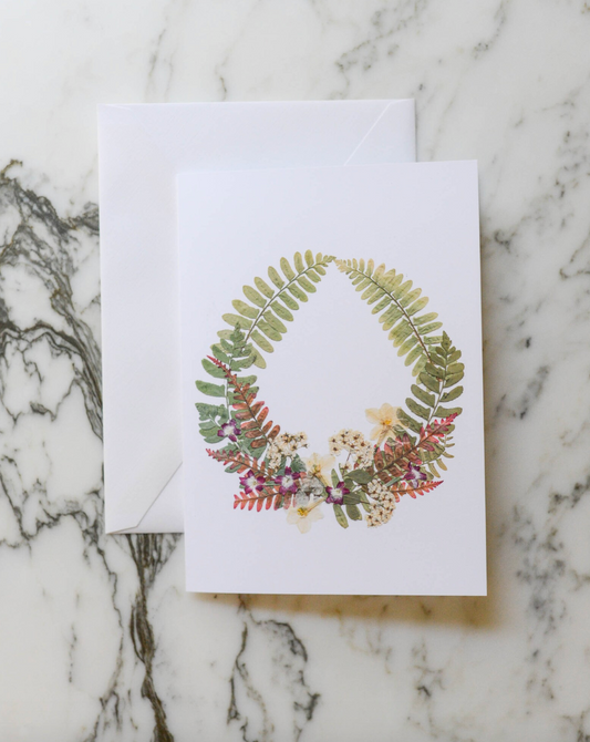 Wreath of Ferns, Individual Blank Holiday Greeting Card