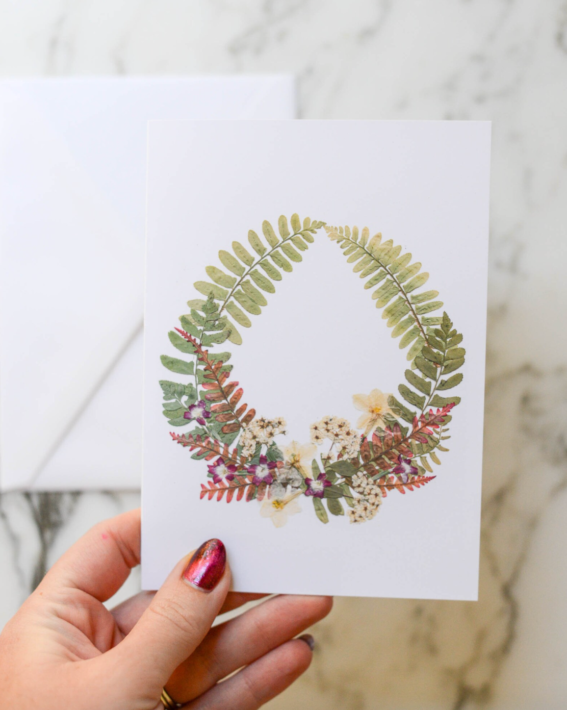 Wreath of Ferns, Individual Blank Holiday Greeting Card