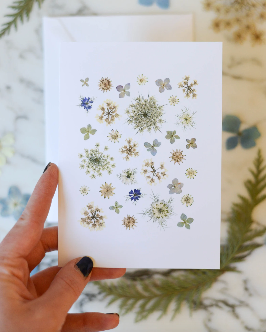 Garden Snowflakes, Individual Blank Holiday Greeting Card