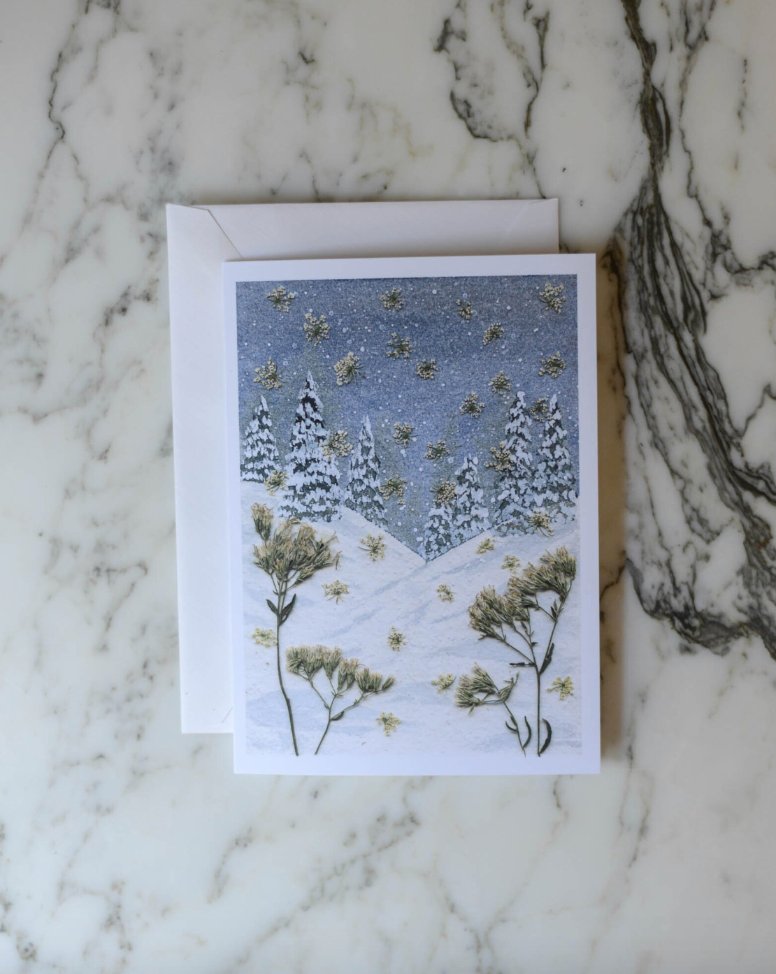 Snowy Meadow, Individual Blank Holiday Greeting Card